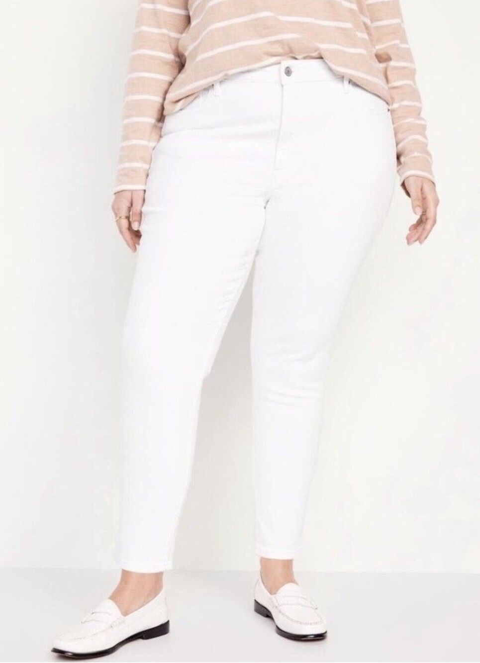 NEW OLD NAVY (Size 24) Hi Rise Curvy OG Straight Smooth Pockets Ankle White Jean